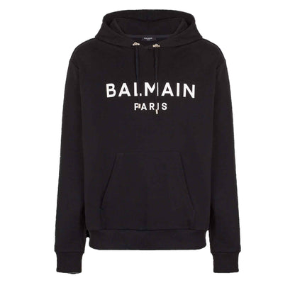 Balmain Printed Logo Hoodie in Black