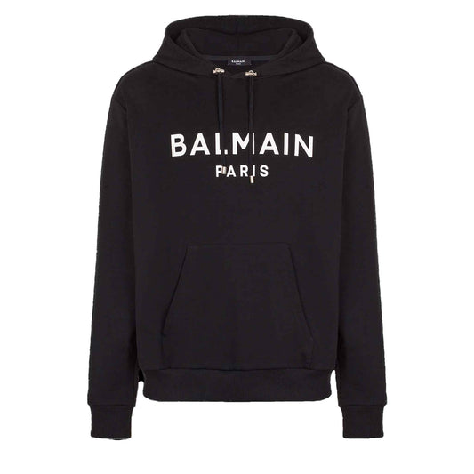 Balmain Printed Logo Hoodie in Black
