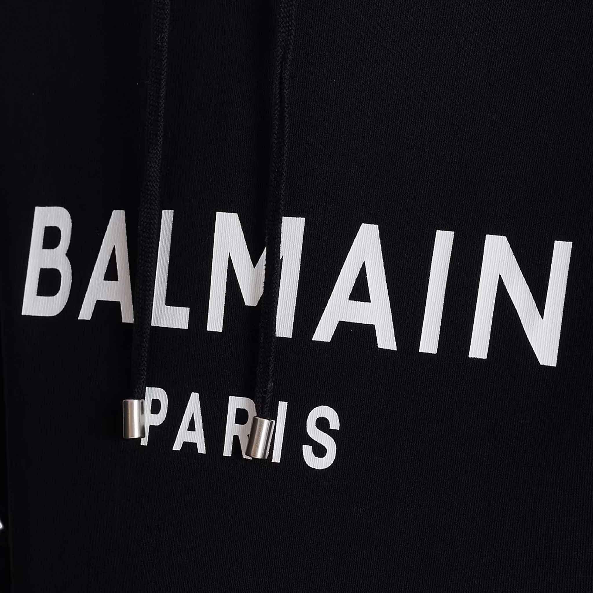 Balmain Printed Logo Hoodie in Black