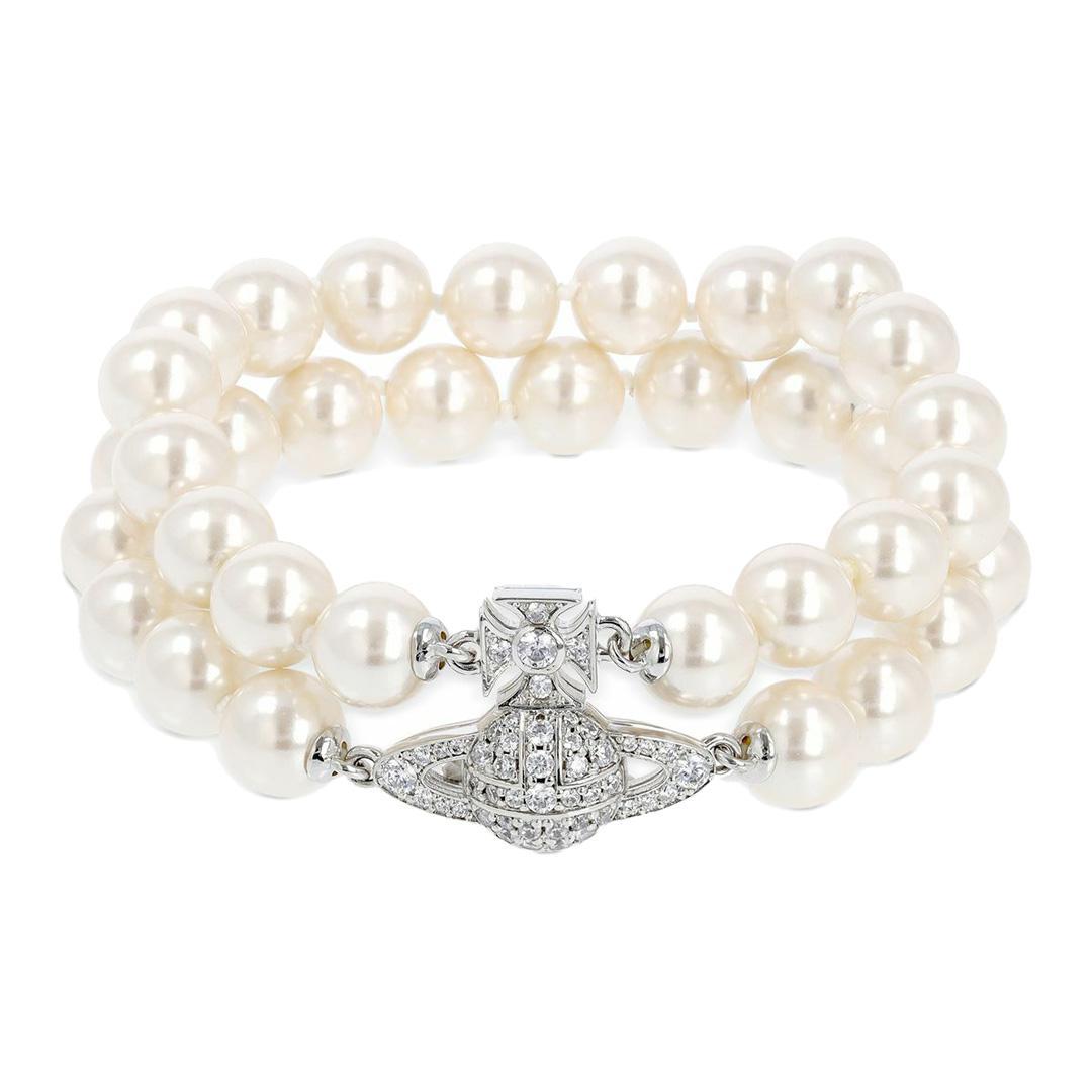 Vivienne Westwood Graziella Pearl Bracelet in Gold / Creamrose Pearl / White Cz