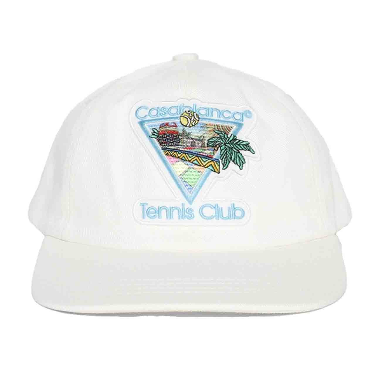 Casablanca Afro Cubism Tennis Club Patch Cap in Off White TwillHatsCasa BlancaDPUS5056733911255Casablanca Afro Cubism Tennis Club Patch Cap in Off White Twill