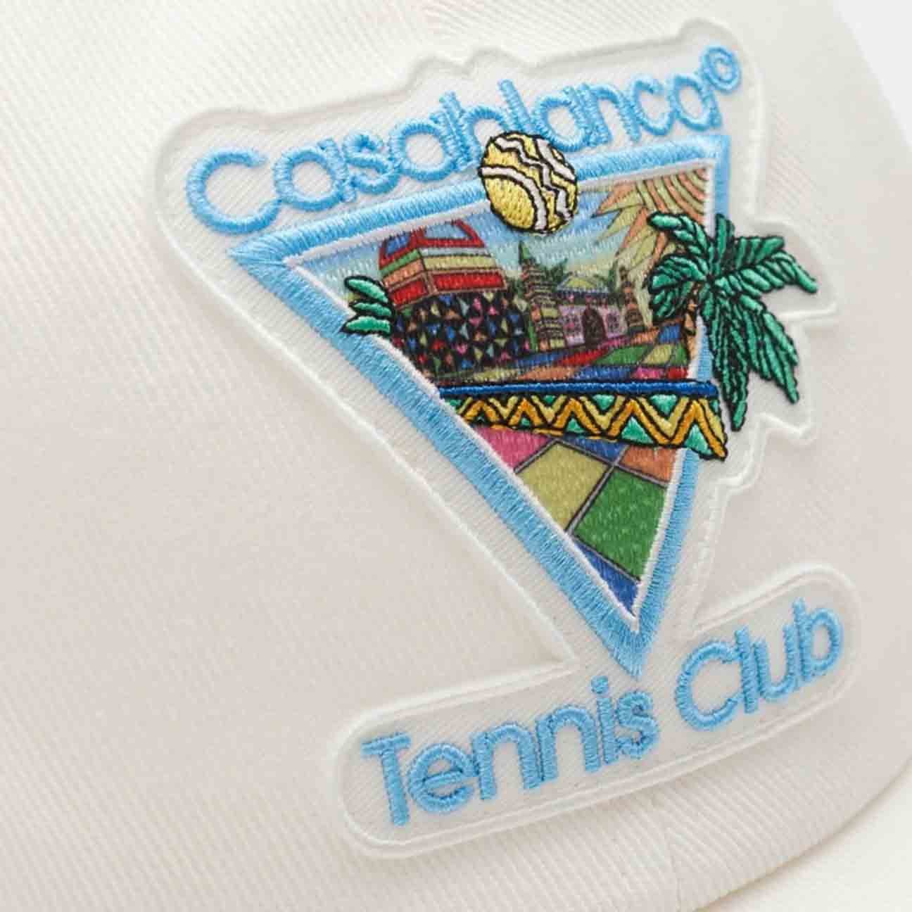 Casablanca Afro Cubism Tennis Club Patch Cap in Off White TwillHatsCasa BlancaDPUS5056733911255Casablanca Afro Cubism Tennis Club Patch Cap in Off White Twill