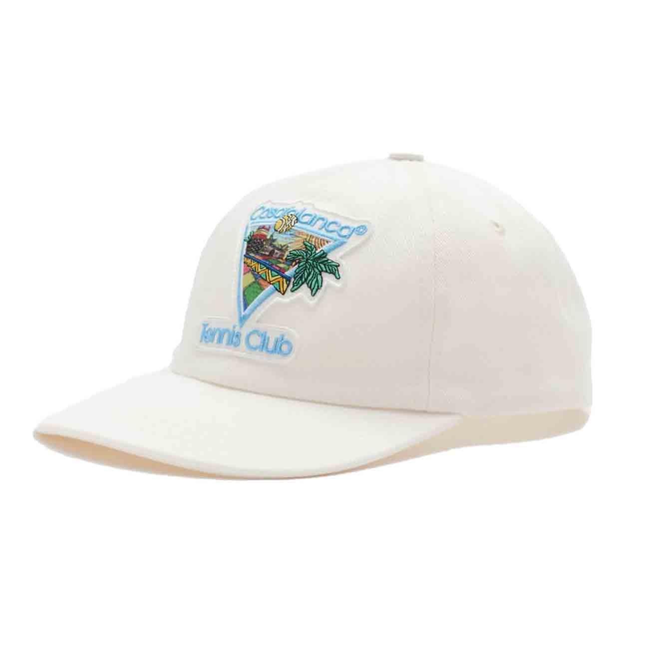 Casablanca Afro Cubism Tennis Club Patch Cap in Off White TwillHatsCasa BlancaDPUS5056733911255Casablanca Afro Cubism Tennis Club Patch Cap in Off White Twill