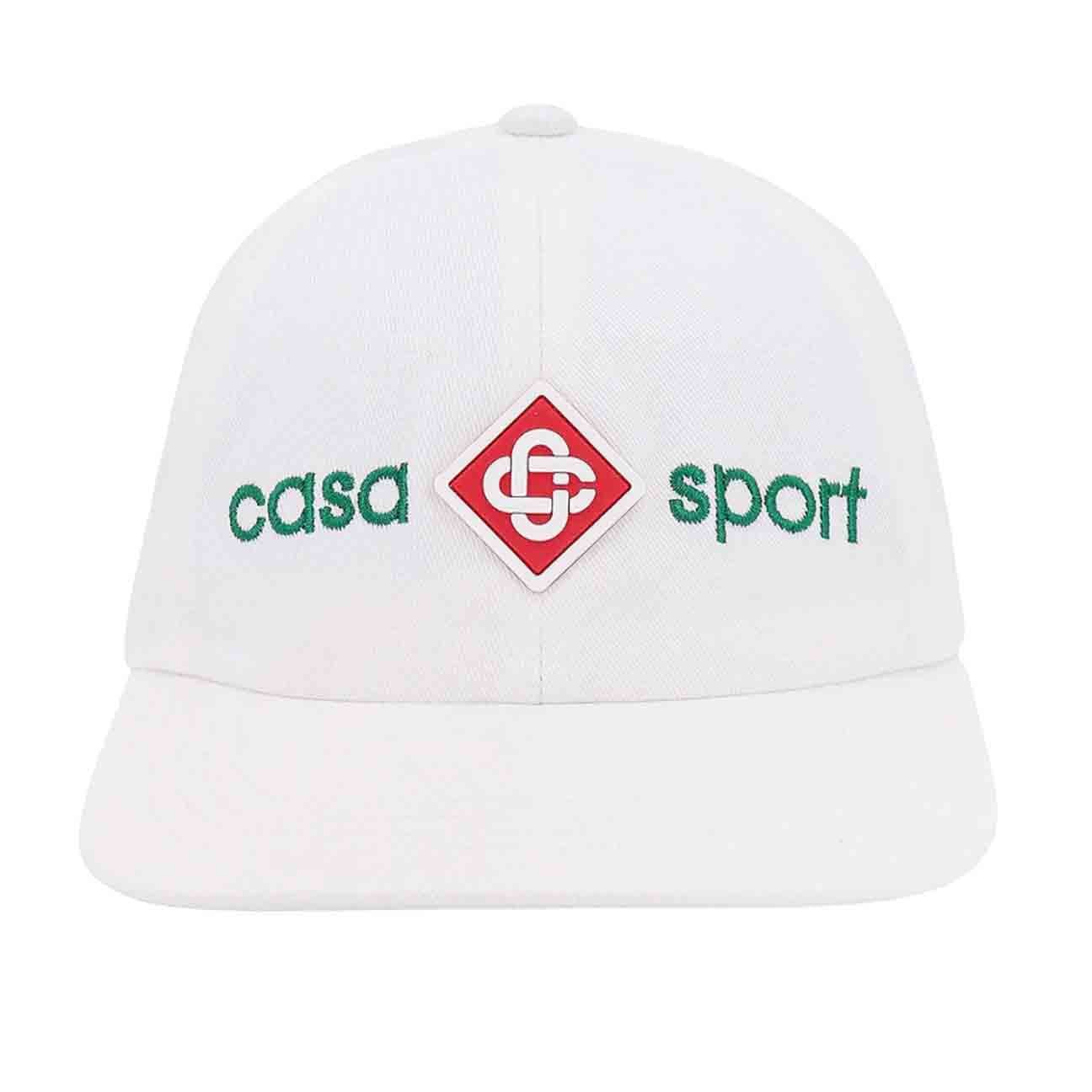 Casablanca Casa Sport Icon Embroidered Cap in Off White TwillHatsCasa BlancaDPUS5056733911293Casablanca Casa Sport Icon Embroidered Cap in Off White Twill