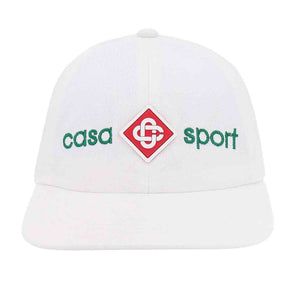 Casablanca Casa Sport Icon Embroidered Cap in Off White TwillHatsCasa BlancaDPUS5056733911293Casablanca Casa Sport Icon Embroidered Cap in Off White Twill