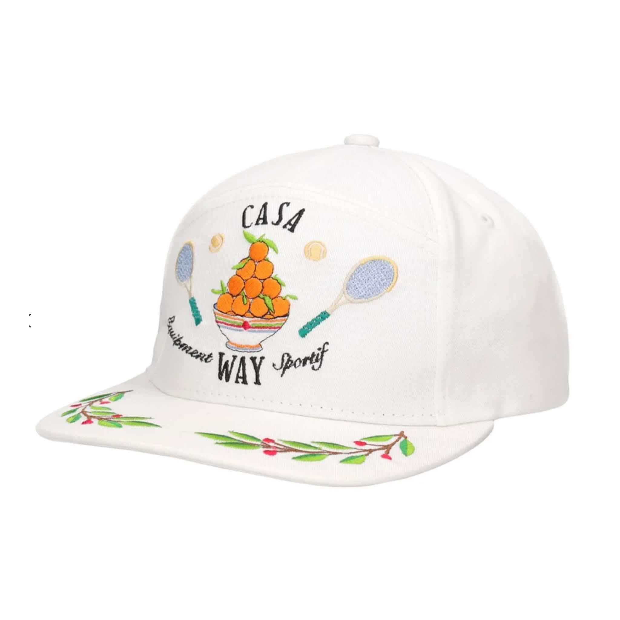 Casablanca Casa Way Laurel Embroidered Cap in White TwillHatsCasa BlancaDPUS5056626896614Casablanca Casa Way Laurel Embroidered Cap in White Twill