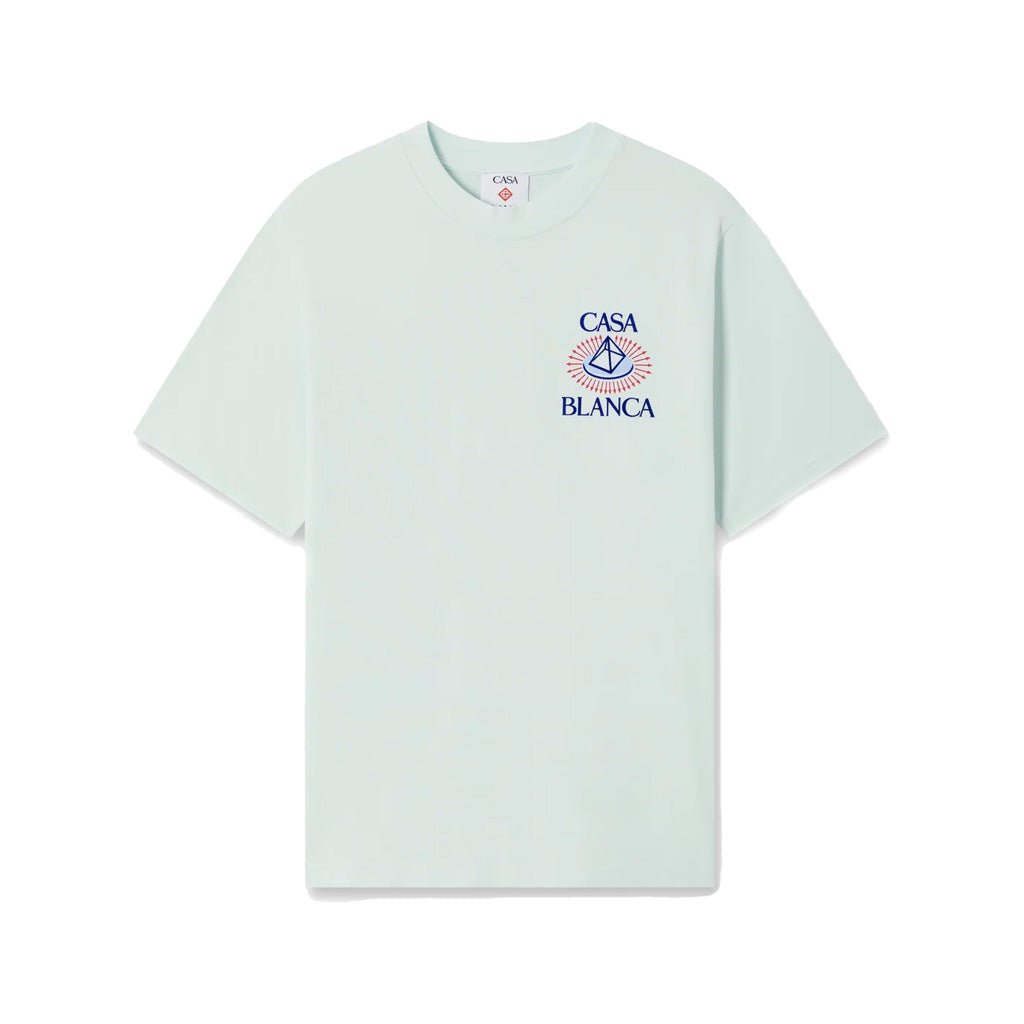 Casablanca Celestial Pyramid Flock Printed Classic T-ShirtT-ShirtCasablancaDPUS Designer OutletM-AW26-JTS-001-09-S5063820075974Ice BlueSCasablanca Celestial Pyramid Flock Printed Classic T-Shirt