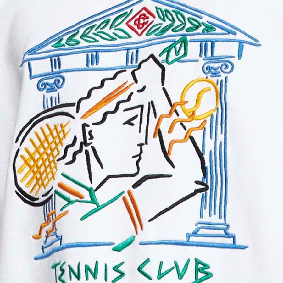 Casablanca Crayon Temple Tennis Club Embroidered Sweatshirt in WhiteHoodiesCasa BlancaDPUS5056733936043SCasablanca Crayon Temple Tennis Club Embroidered Sweatshirt in White