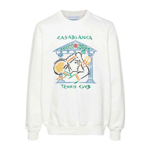 Casablanca Crayon Temple Tennis Club Embroidered Sweatshirt in WhiteHoodiesCasa BlancaDPUS5056733936043SCasablanca Crayon Temple Tennis Club Embroidered Sweatshirt in White