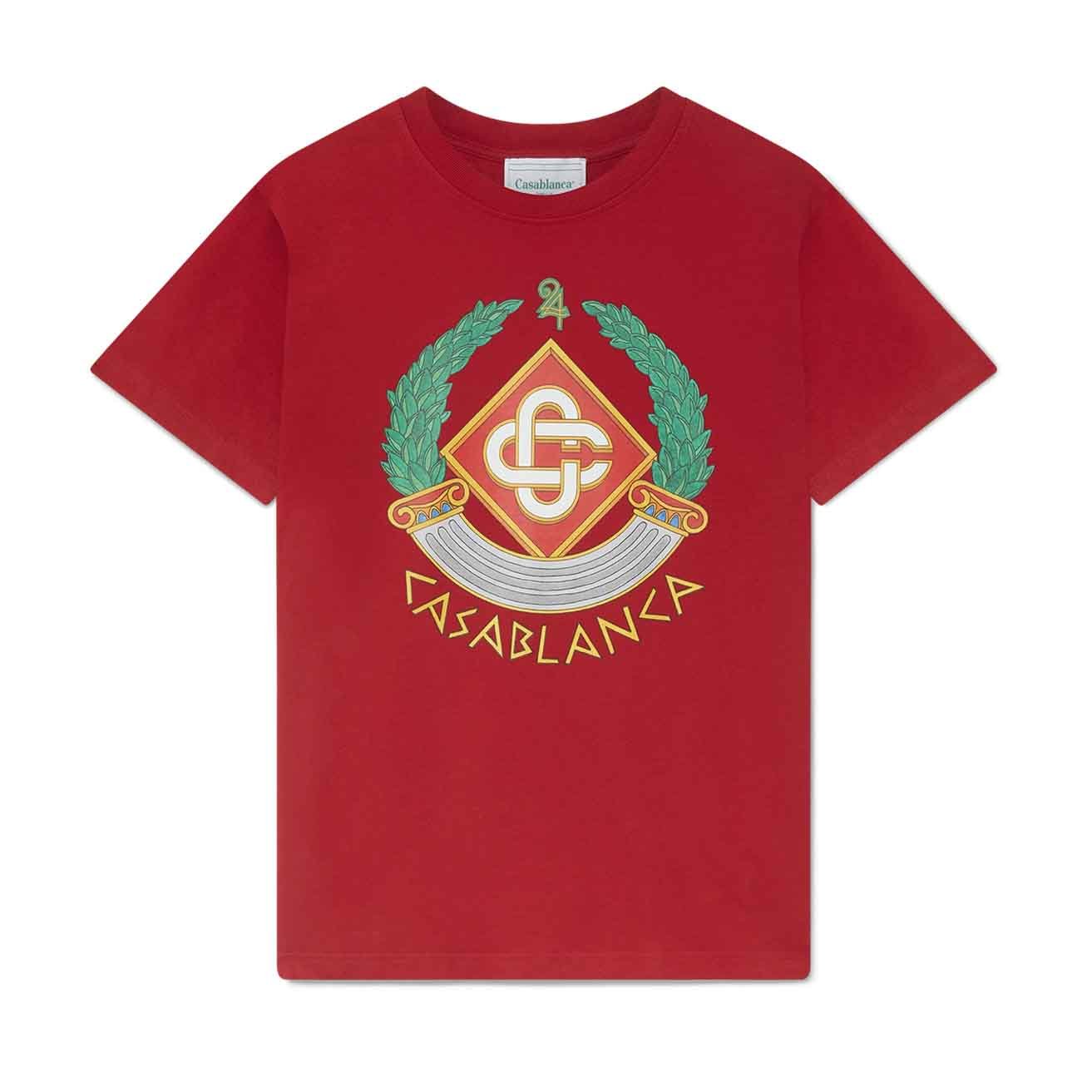 Casablanca Crest Printed T-Shirt in RedT-ShirtsCasa BlancaDPUS5056733937811SCasablanca Crest Printed T-Shirt in Red