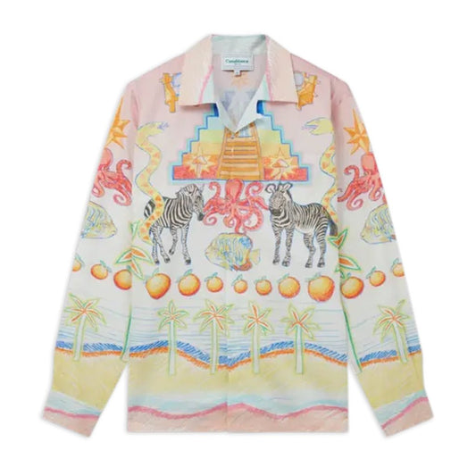 [Casablanca] Cuban Collar Long Sleeve Shirt L'Arbre De VieShirtsCasablancaDPUS Designer Outlet5056626832070MultiL[Casablanca] Cuban Collar Long Sleeve Shirt L'Arbre De Vie