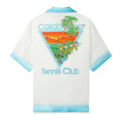 [Casablanca] Cuban Collar Short Sleeve Shirt Palm Springs Icon BlueShirtsCasablancaDPUS Designer OutletWhiteM[Casablanca] Cuban Collar Short Sleeve Shirt Palm Springs Icon Blue