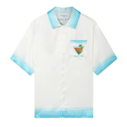 [Casablanca] Cuban Collar Short Sleeve Shirt Palm Springs Icon BlueShirtsCasablancaDPUS Designer OutletWhiteM[Casablanca] Cuban Collar Short Sleeve Shirt Palm Springs Icon Blue