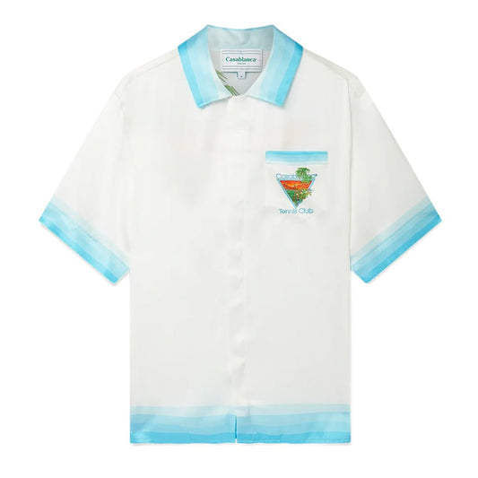 [Casablanca] Cuban Collar Short Sleeve Shirt Palm Springs Icon BlueShirtsCasablancaDPUS Designer OutletWhiteM[Casablanca] Cuban Collar Short Sleeve Shirt Palm Springs Icon Blue