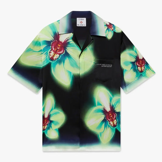 Casablanca Glitch Orchid Cuban Collar SS ShirtShirtsCasablancaDPUS Designer OutletMultiXSCasablanca Glitch Orchid Cuban Collar SS Shirt