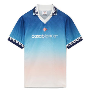 Casablanca Jacquard Monogram Football Shirt In Blue GradientT-ShirtsCasa BlancaDPUS Designer OutletXSCasablanca Jacquard Monogram Football Shirt In Blue Gradient