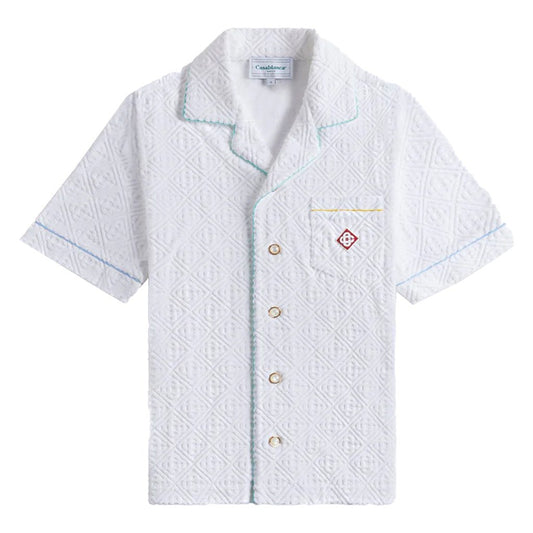 [Casablanca] Jacquard Monogram Towelling Open Collar ShirtShirtsCasablancaDPUS Designer Outlet5056733925733WhiteS[Casablanca] Jacquard Monogram Towelling Open Collar Shirt