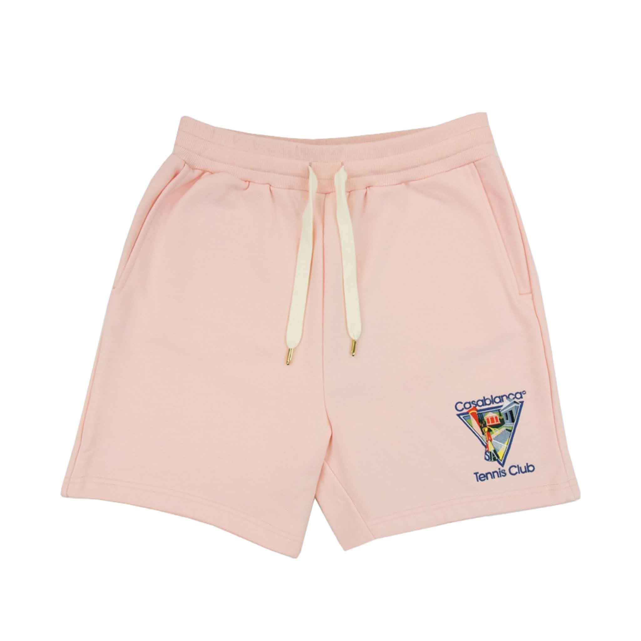 Casablanca La Joueuse Embroidered Sweatshorts in Pale PinkShortsCasa BlancaDPUS5056626867621SCasablanca La Joueuse Embroidered Sweatshorts in Pale Pink