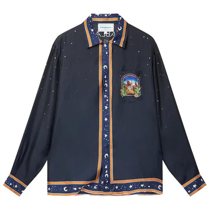 [Casablanca] Long Sleeve Cuban Collar Shirt L'Arche Du Desert NuitShirtsCasablancaDPUS Designer Outlet1000000207934BlackS[Casablanca] Long Sleeve Cuban Collar Shirt L'Arche Du Desert Nuit