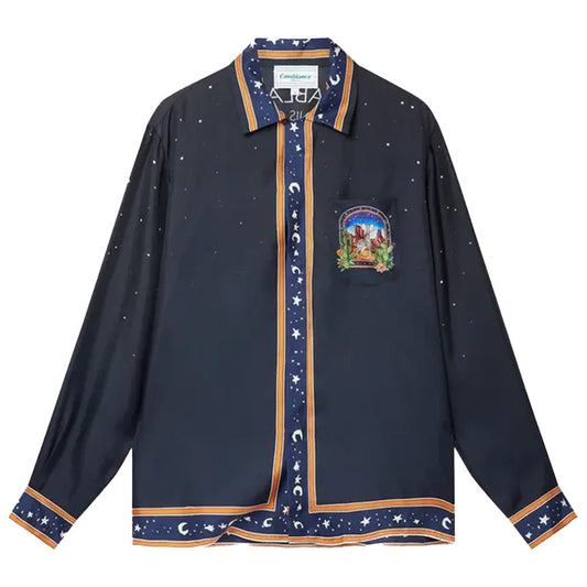 [Casablanca] Long Sleeve Cuban Collar Shirt L'Arche Du Desert NuitShirtsCasablancaDPUS Designer Outlet1000000207934BlackS[Casablanca] Long Sleeve Cuban Collar Shirt L'Arche Du Desert Nuit