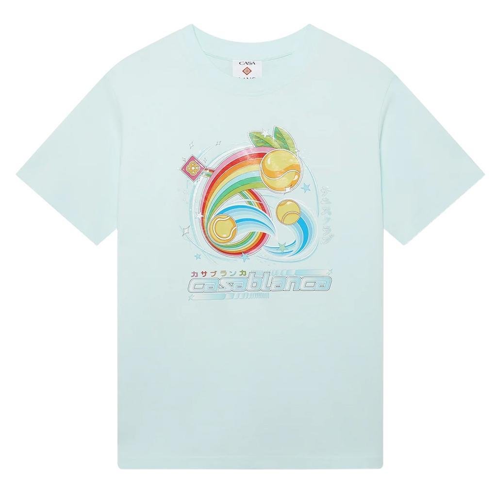 Casablanca Manga Tennis Ball Short Sleeve T‑ShirtT-ShirtsCasablancaDPUS Designer Outlet5056810743489Pale BlueXSCasablanca Manga Tennis Ball Short Sleeve T‑Shirt