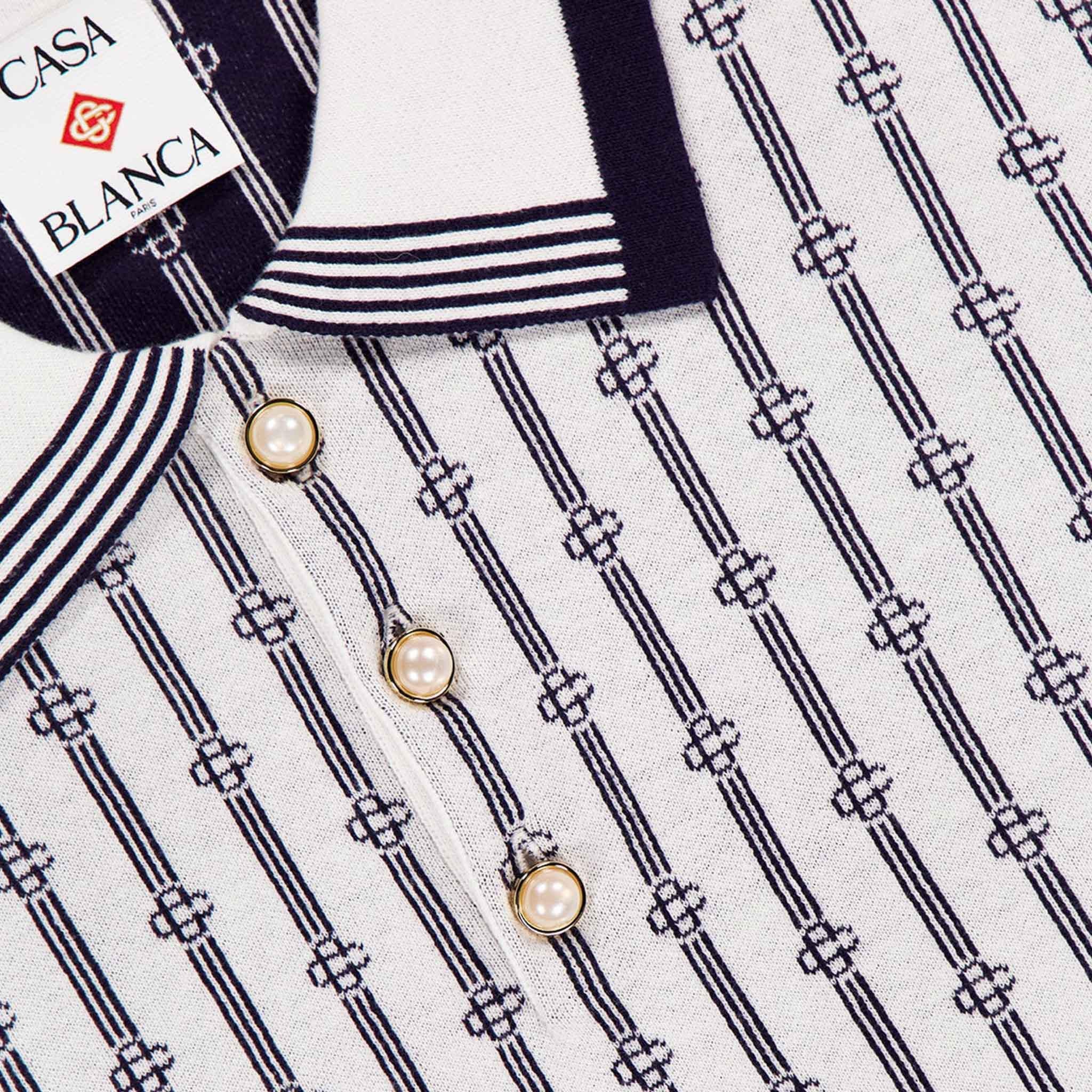 Casablanca Monogram Knitted Polo in NavyPolo ShirtsCasa BlancaDPUS Designer OutletXSCasablanca Monogram Knitted Polo in Navy