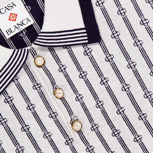 Casablanca Monogram Knitted Polo in NavyPolo ShirtsCasa BlancaDPUS Designer OutletXSCasablanca Monogram Knitted Polo in Navy