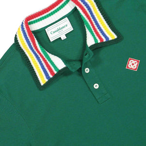 Casablanca Primary Stripe Knit Collar Polo in GreenPolosCasa BlancaDPUSXSCasablanca Primary Stripe Knit Collar Polo in Green