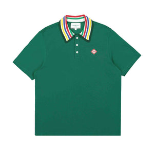 Casablanca Primary Stripe Knit Collar Polo in GreenPolosCasa BlancaDPUSXSCasablanca Primary Stripe Knit Collar Polo in Green