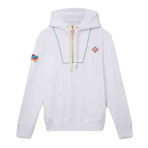 Casablanca Quarter Zip Hooded Sweatshirt in WhiteHoodiesCasa BlancaDPUS5056626823566SCasablanca Quarter Zip Hooded Sweatshirt in White