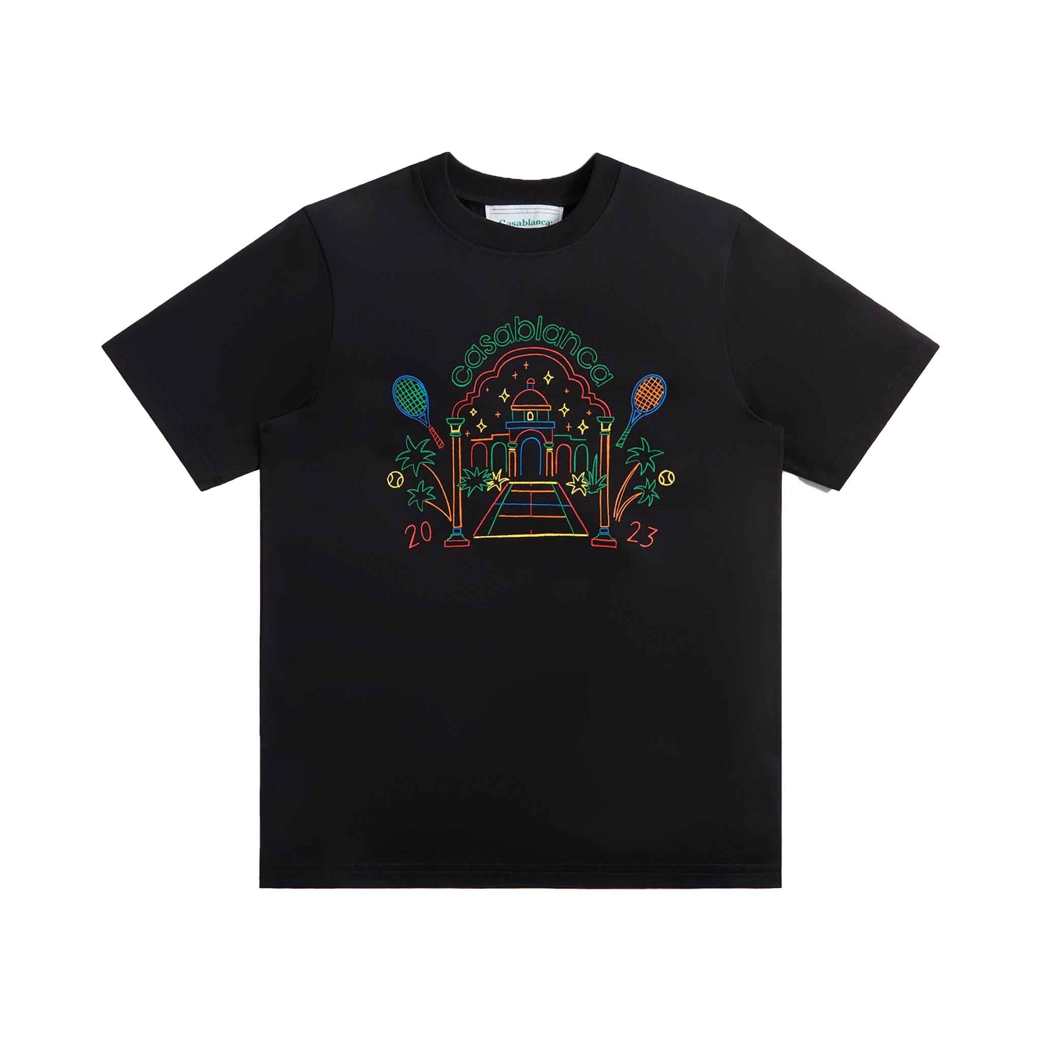 Casablanca Rainbow Crayon Temple T-Shirt in BlackT-ShirtsCasa BlancaDPUS5056626870706SCasablanca Rainbow Crayon Temple T-Shirt in Black