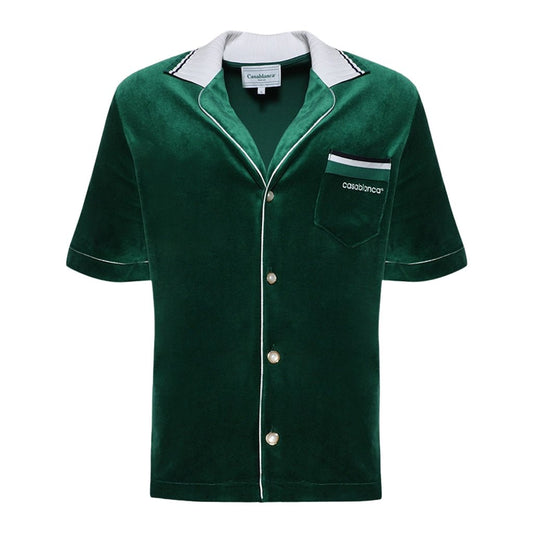 [Casablanca] Short Sleeved Velour Shirt EvergreenShirtsCasablancaDPUS Designer Outlet5056733922152EvergreenS[Casablanca] Short Sleeved Velour Shirt Evergreen