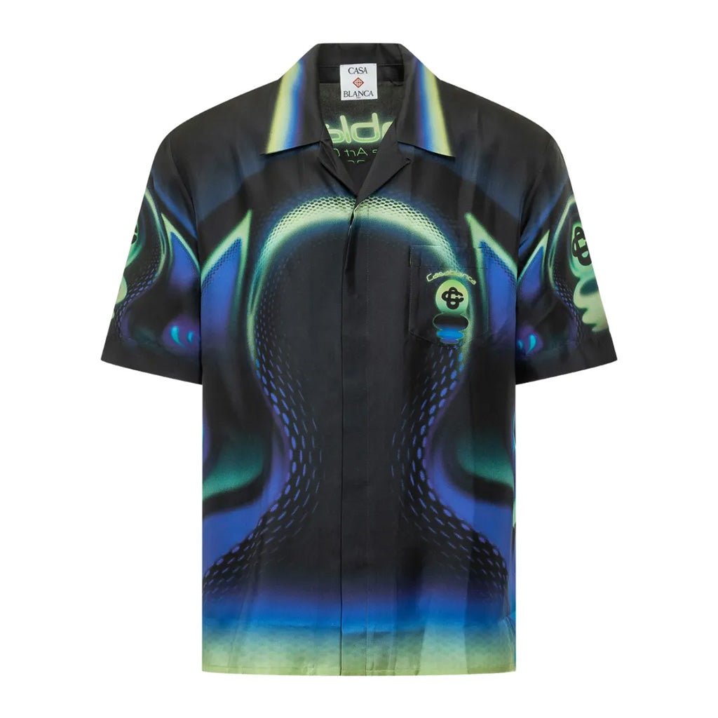 Casablanca Sporchid Black Cuban Collar Short Sleeve ShirtCasablancaDPUS Designer OutletBlackXSCasablanca Sporchid Black Cuban Collar Short Sleeve Shirt