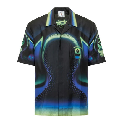 Casablanca Sporchid Black Cuban Collar Short Sleeve ShirtCasablancaDPUS Designer OutletBlackXSCasablanca Sporchid Black Cuban Collar Short Sleeve Shirt