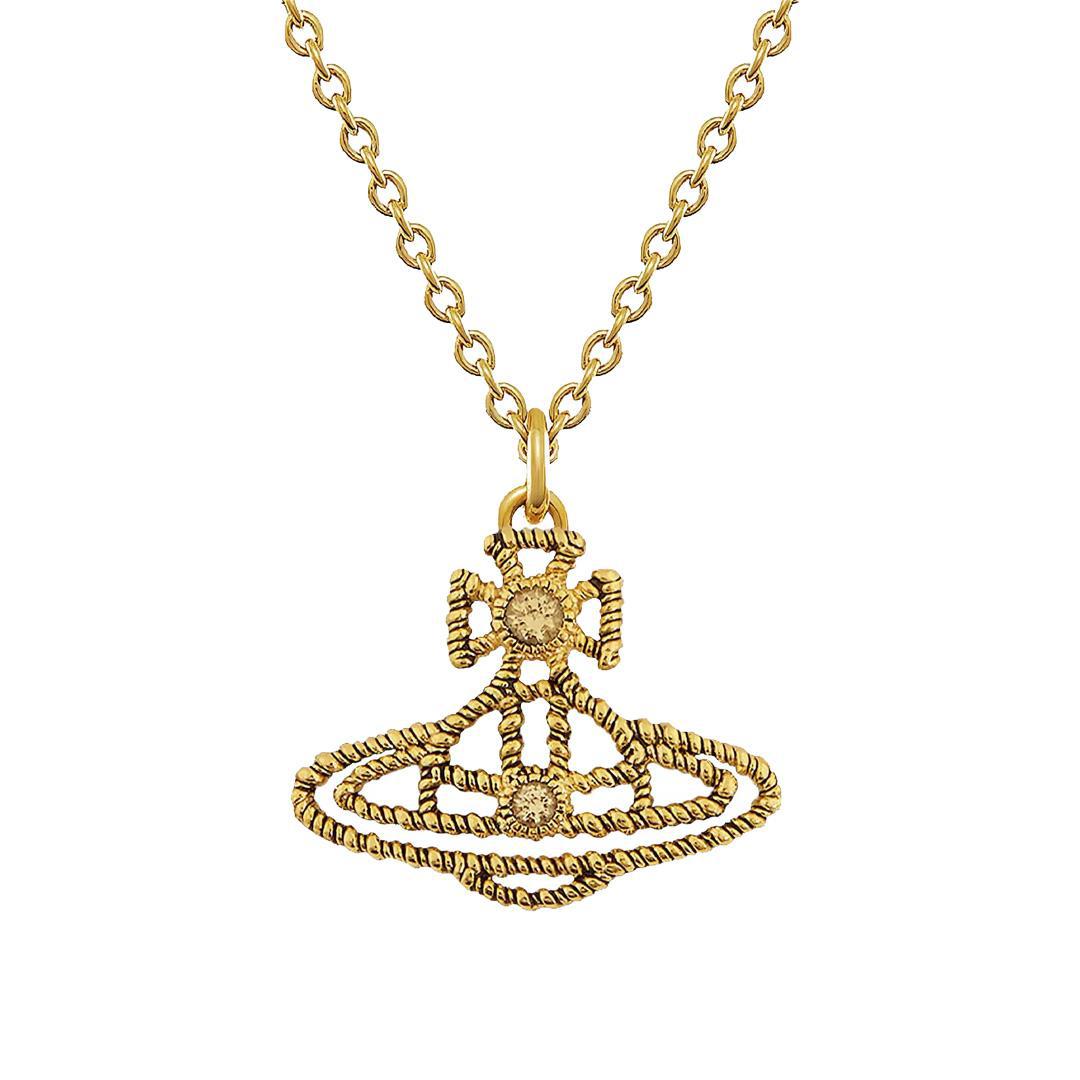 Vivienne Westwood Coretta Pendant in Antique Gold / Orange