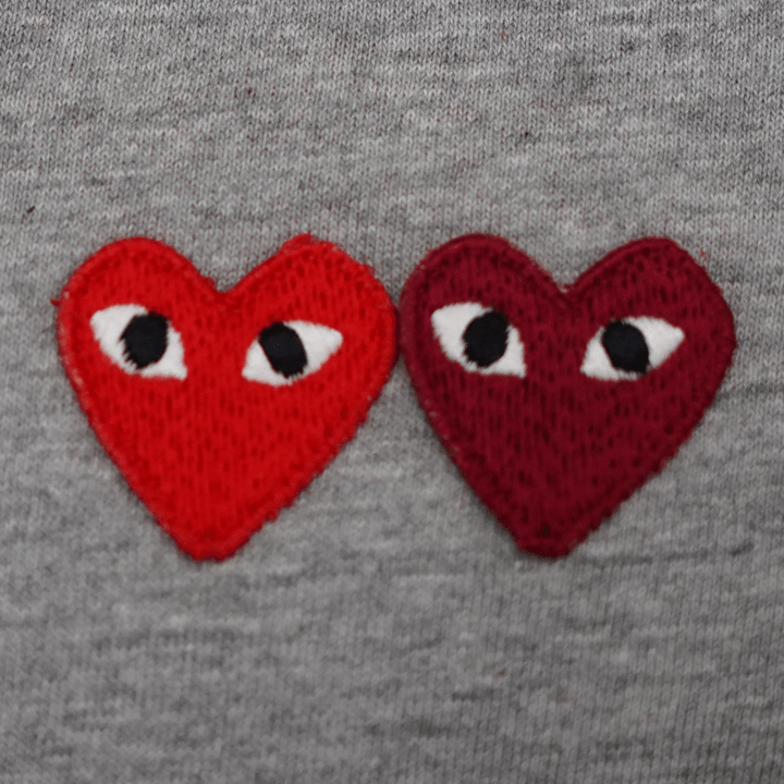 Comme des Garçons PLAY Double Heart T-Shirt in GreyT-ShirtsComme des GarconsDPUS Designer OutletAAE91087SComme des Garçons PLAY Double Heart T-Shirt in Grey