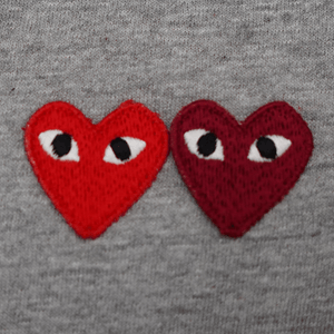 Comme des Garçons PLAY Double Heart T-Shirt in GreyT-ShirtsComme des GarconsDPUS Designer OutletAAE91087SComme des Garçons PLAY Double Heart T-Shirt in Grey