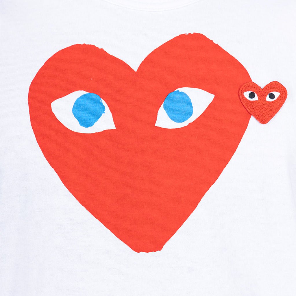[Comme des Garcons] Play Double Red Heart TeeT-ShirtComme Des GarconsDPUS Designer OutletAX-T086-051-WHT-S044368343096WhiteS[Comme des Garcons] Play Double Red Heart Tee