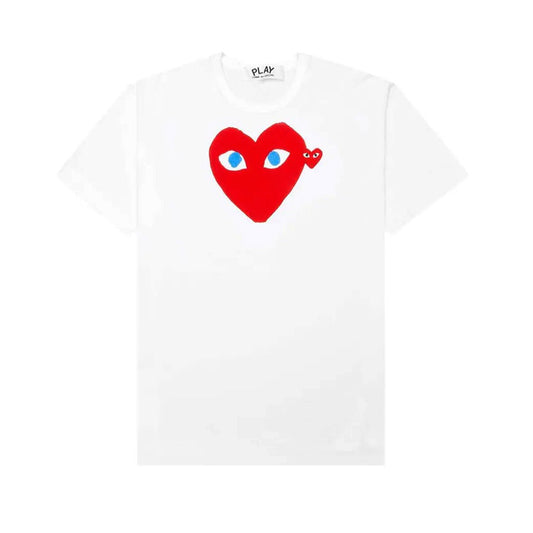 [Comme des Garcons] Play Double Red Heart TeeT-ShirtComme Des GarconsDPUS Designer OutletAX-T086-051-WHT-S044368343096WhiteS[Comme des Garcons] Play Double Red Heart Tee