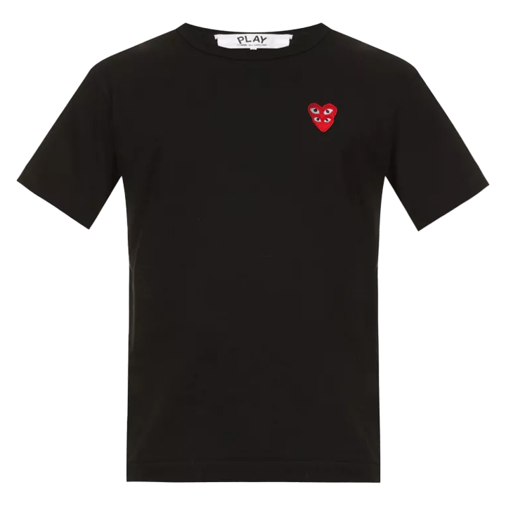Comme des Garçons PLAY Overlapping Heart Logo T-Shirt in BlackT-ShirtsComme des GarconsDPUS Designer OutletAZT28805112SComme des Garçons PLAY Overlapping Heart Logo T-Shirt in Black
