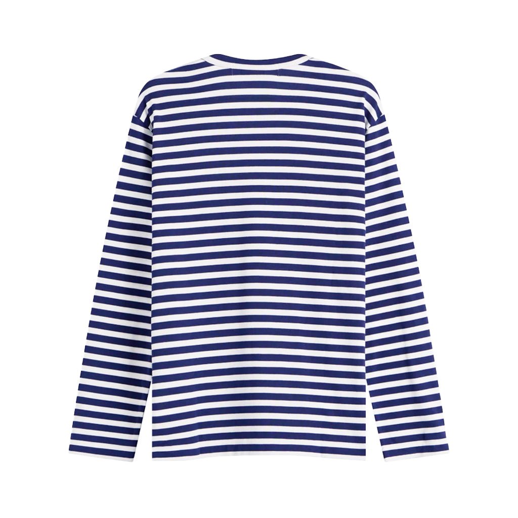 [Comme des Garcons] Play Stripe Red Heart LS TeeT-ShirtComme Des GarconsDPUS Designer OutletAX-T010-051-NVY-S044362189614NavyS[Comme des Garcons] Play Stripe Red Heart LS Tee
