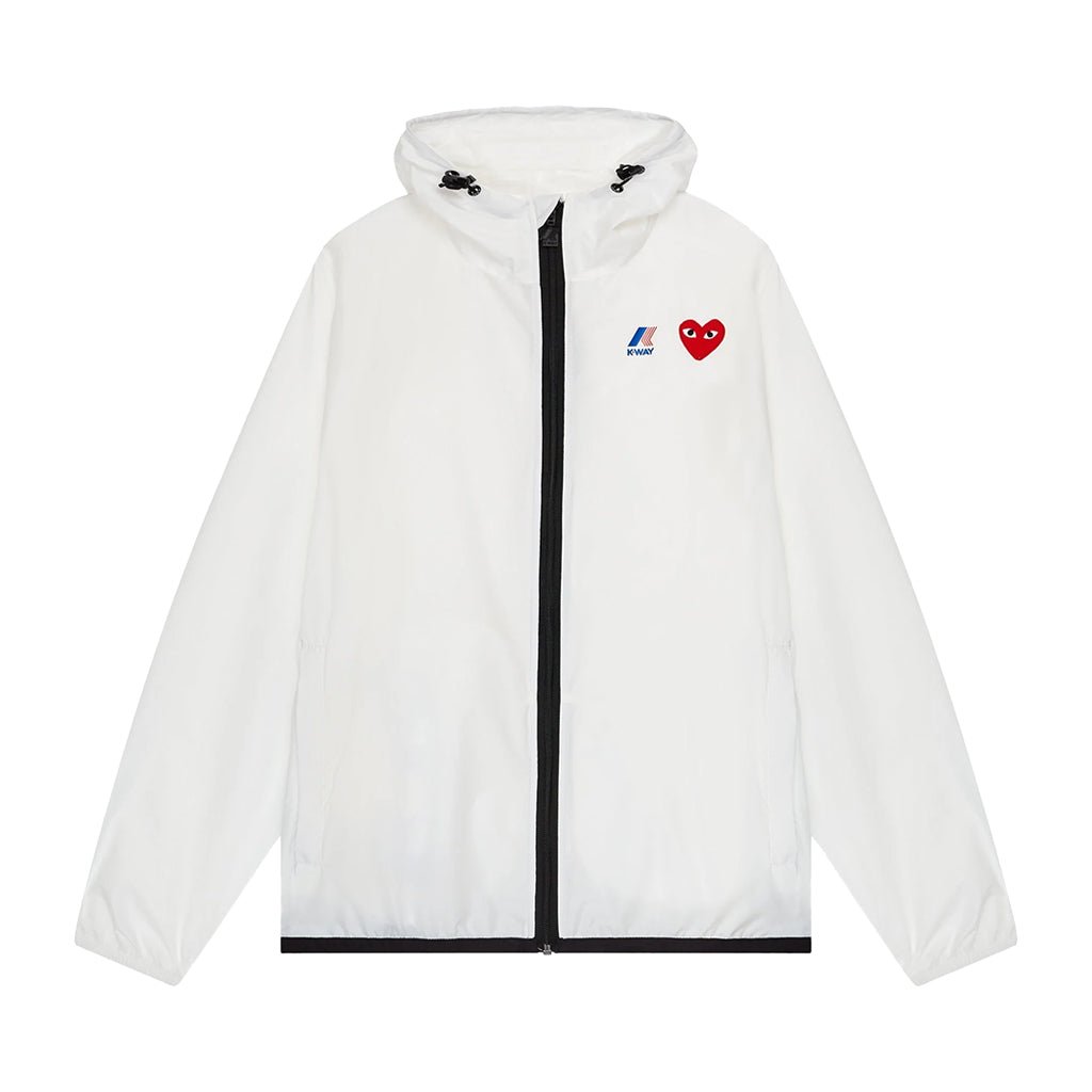 [Comme des Garcons] Play X K-Way Full Zip-Up Packable JacketCoats & JacketsComme Des GarconsDPUS Designer OutletAZ-J501-051-WHT-S8054936977426WhiteS[Comme des Garcons] Play X K-Way Full Zip-Up Packable Jacket