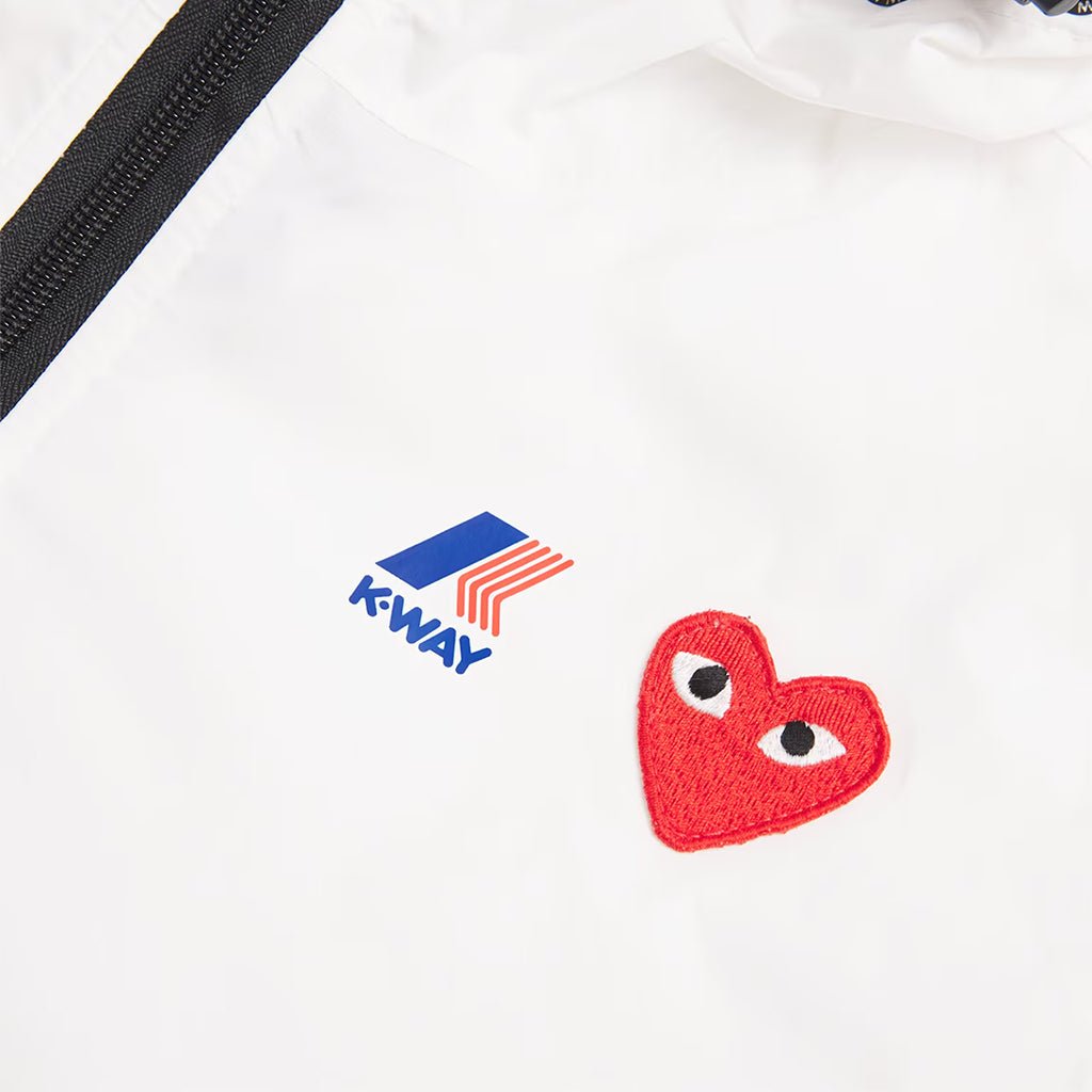 [Comme des Garcons] Play X K-Way Full Zip-Up Packable JacketCoats & JacketsComme Des GarconsDPUS Designer OutletAZ-J501-051-WHT-S8054936977426WhiteS[Comme des Garcons] Play X K-Way Full Zip-Up Packable Jacket