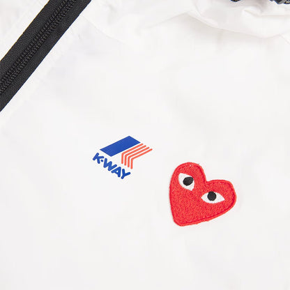[Comme des Garcons] Play X K-Way Full Zip-Up Packable JacketCoats & JacketsComme Des GarconsDPUS Designer OutletAZ-J501-051-WHT-S8054936977426WhiteS[Comme des Garcons] Play X K-Way Full Zip-Up Packable Jacket