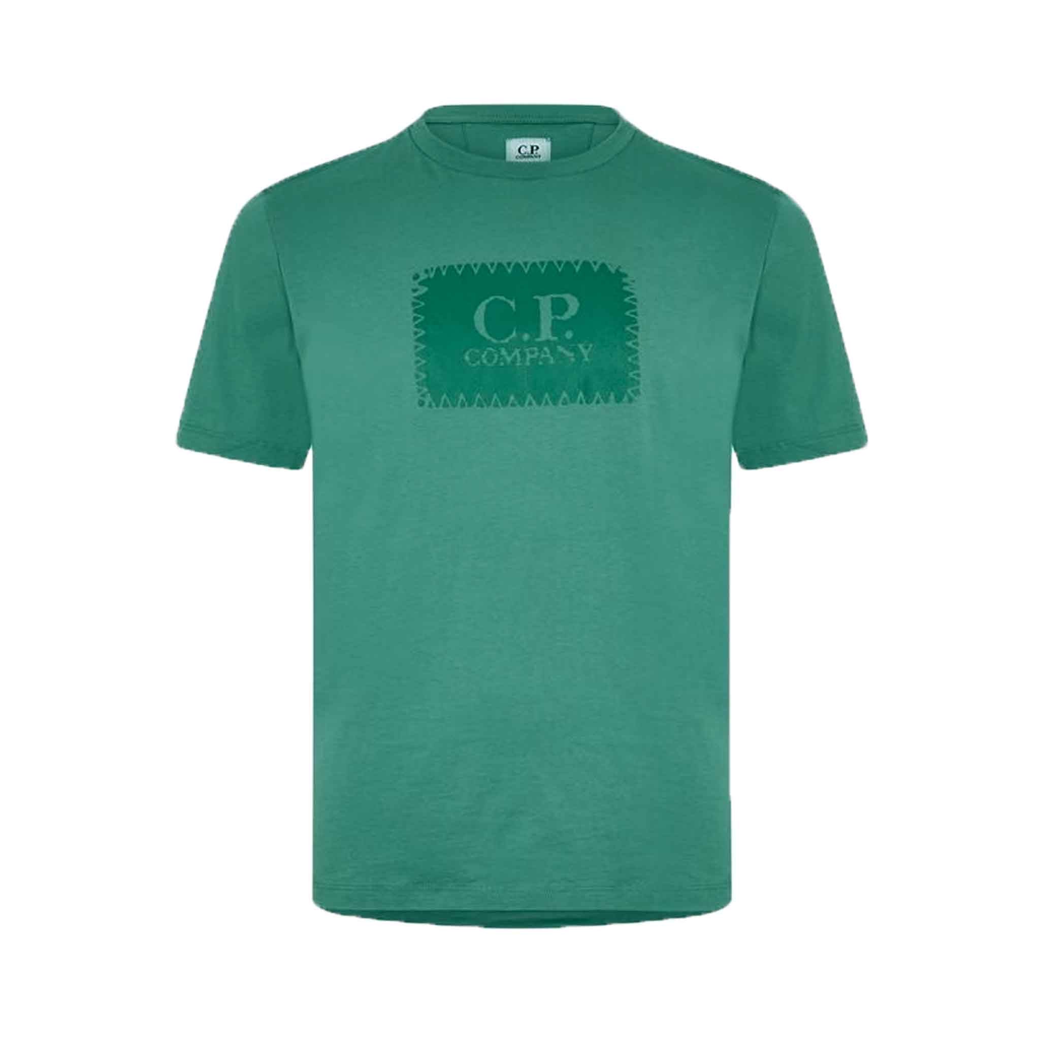 C.P. Company 30/1 Jersey Box Logo T-shirt in Frosty SpruceT-ShirtsC.P. CompanyDPUSXSC.P. Company 30/1 Jersey Box Logo T-shirt in Frosty Spruce