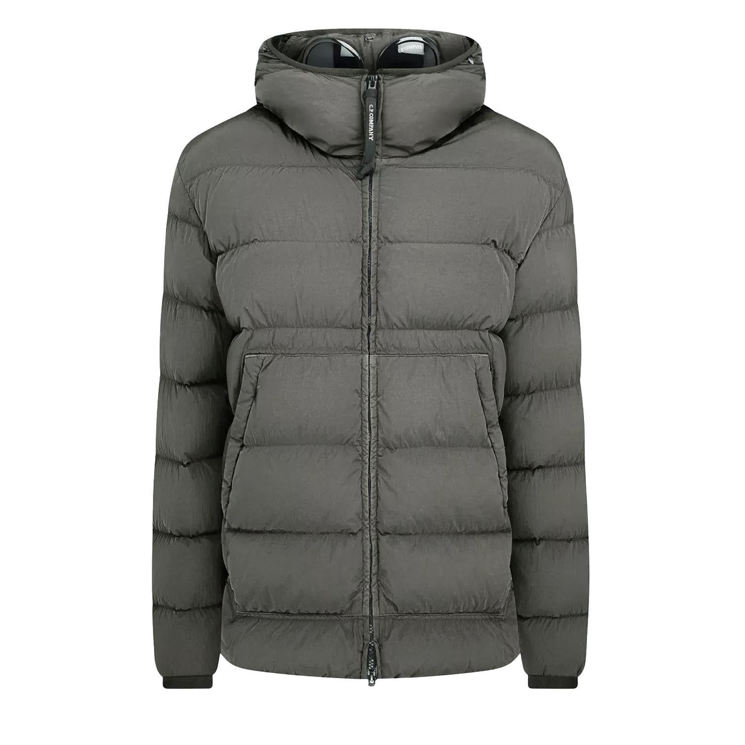 C.P. Company Chrome-R Goggle Down Jacket in Gunmetal