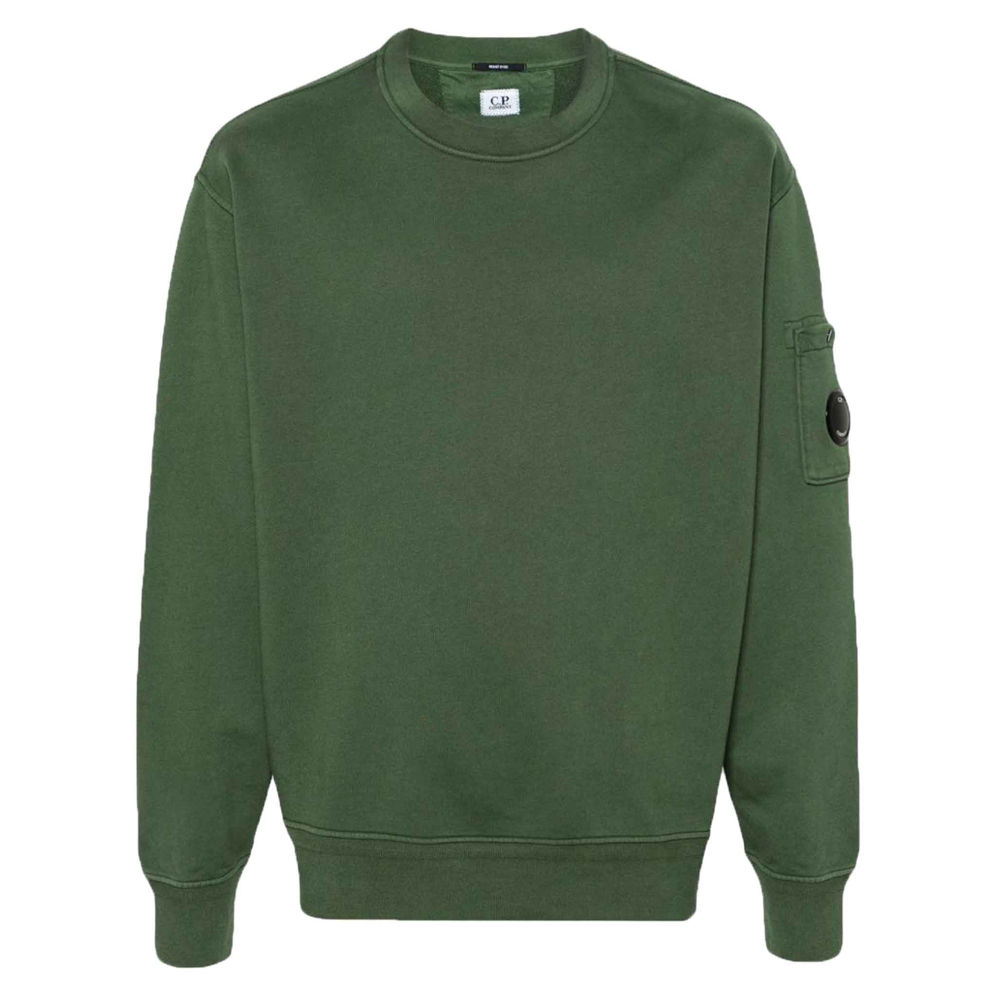 C.P. Company Cotton Diagonal Fleece Resist Dyed Sweatshirt in Duck GreenSweatshirtsC.P. CompanyDPUSXSC.P. Company Cotton Diagonal Fleece Resist Dyed Sweatshirt in Duck Green