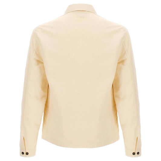 C.P. Company Cotton Linen Overshirt in Pistachio Shell