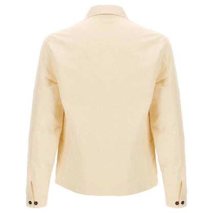 C.P. Company Cotton Linen Overshirt in Pistachio Shell