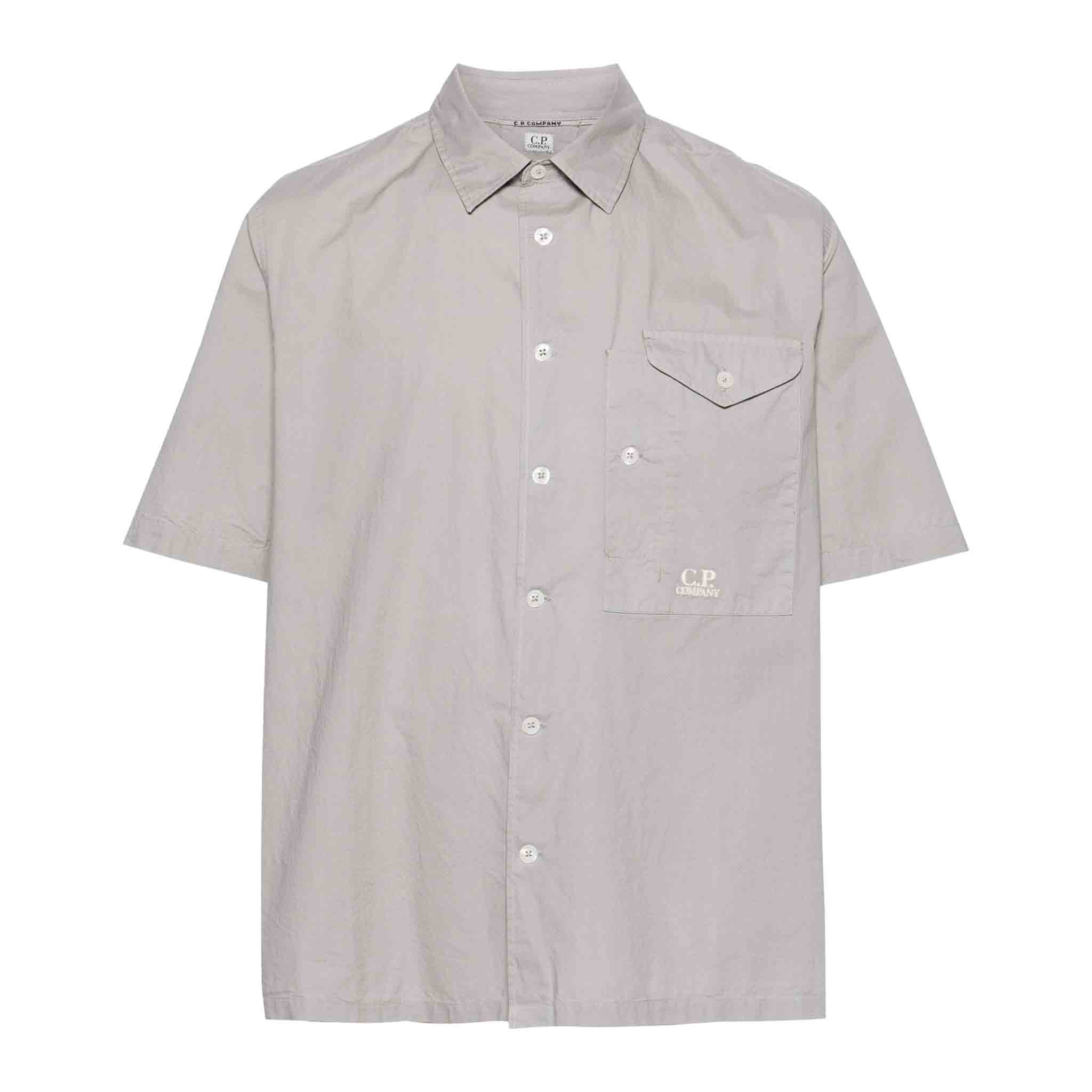 C.P. Company Cotton Popeline Short Sleeved Shirt in Drizzle GreyShirtsC.P. CompanyDPUS7620943811636SC.P. Company Cotton Popeline Short Sleeved Shirt in Drizzle Grey